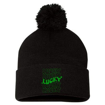 Retro Vintage St Patricks Day Lucky Pom Pom 12in Knit Beanie