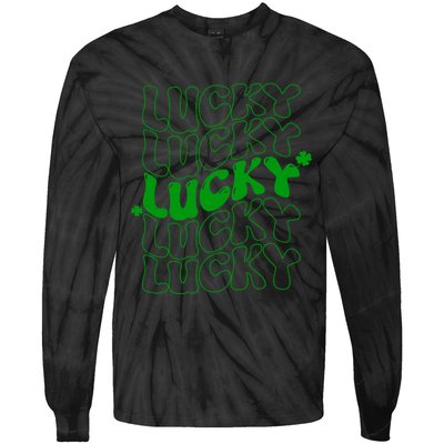 Retro Vintage St Patricks Day Lucky Tie-Dye Long Sleeve Shirt