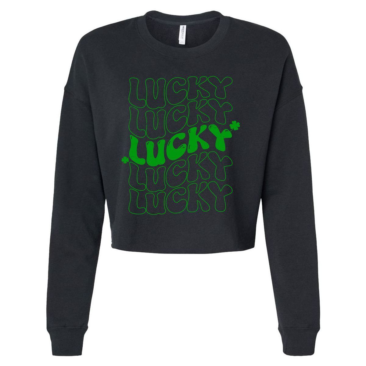 Retro Vintage St Patricks Day Lucky Cropped Pullover Crew