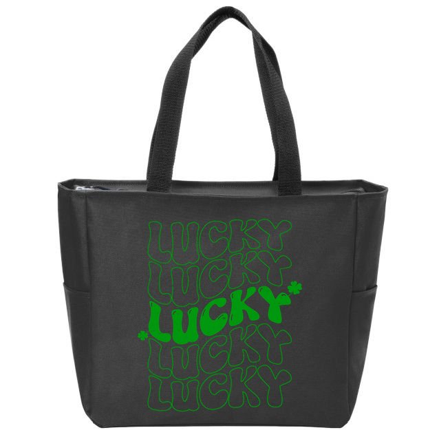 Retro Vintage St Patricks Day Lucky Zip Tote Bag