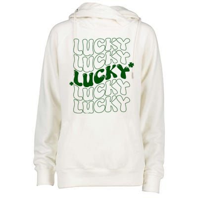 Retro Vintage St Patricks Day Lucky Womens Funnel Neck Pullover Hood