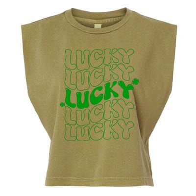 Retro Vintage St Patricks Day Lucky Garment-Dyed Women's Muscle Tee