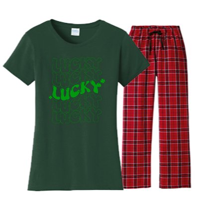 Retro Vintage St Patricks Day Lucky Women's Flannel Pajama Set