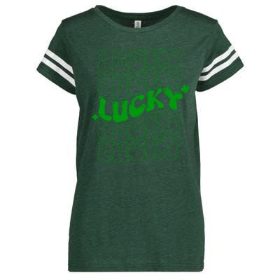 Retro Vintage St Patricks Day Lucky Enza Ladies Jersey Football T-Shirt