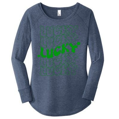 Retro Vintage St Patricks Day Lucky Women's Perfect Tri Tunic Long Sleeve Shirt