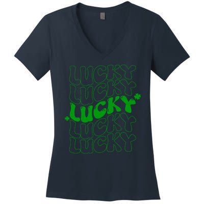 Retro Vintage St Patricks Day Lucky Women's V-Neck T-Shirt