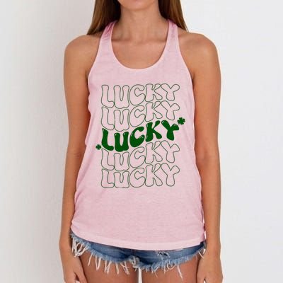 Retro Vintage St Patricks Day Lucky Women's Knotted Racerback Tank