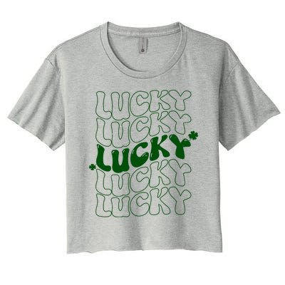 Retro Vintage St Patricks Day Lucky Women's Crop Top Tee