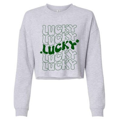 Retro Vintage St Patricks Day Lucky Cropped Pullover Crew