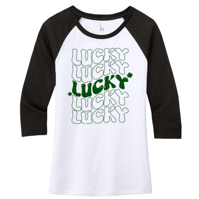 Retro Vintage St Patricks Day Lucky Women's Tri-Blend 3/4-Sleeve Raglan Shirt