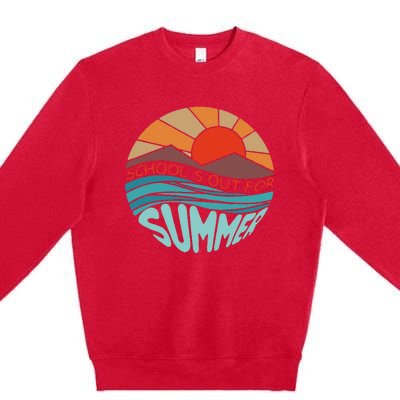 Retro Vintage Style Summer Dress Schools Out For Summer Premium Crewneck Sweatshirt