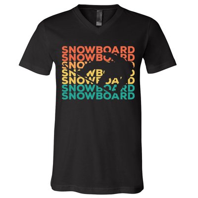 Retro Vintage Snowboarding Gift For Snowboarders V-Neck T-Shirt
