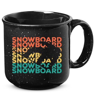 Retro Vintage Snowboarding Gift For Snowboarders 15oz Campfire Ceramic Mug