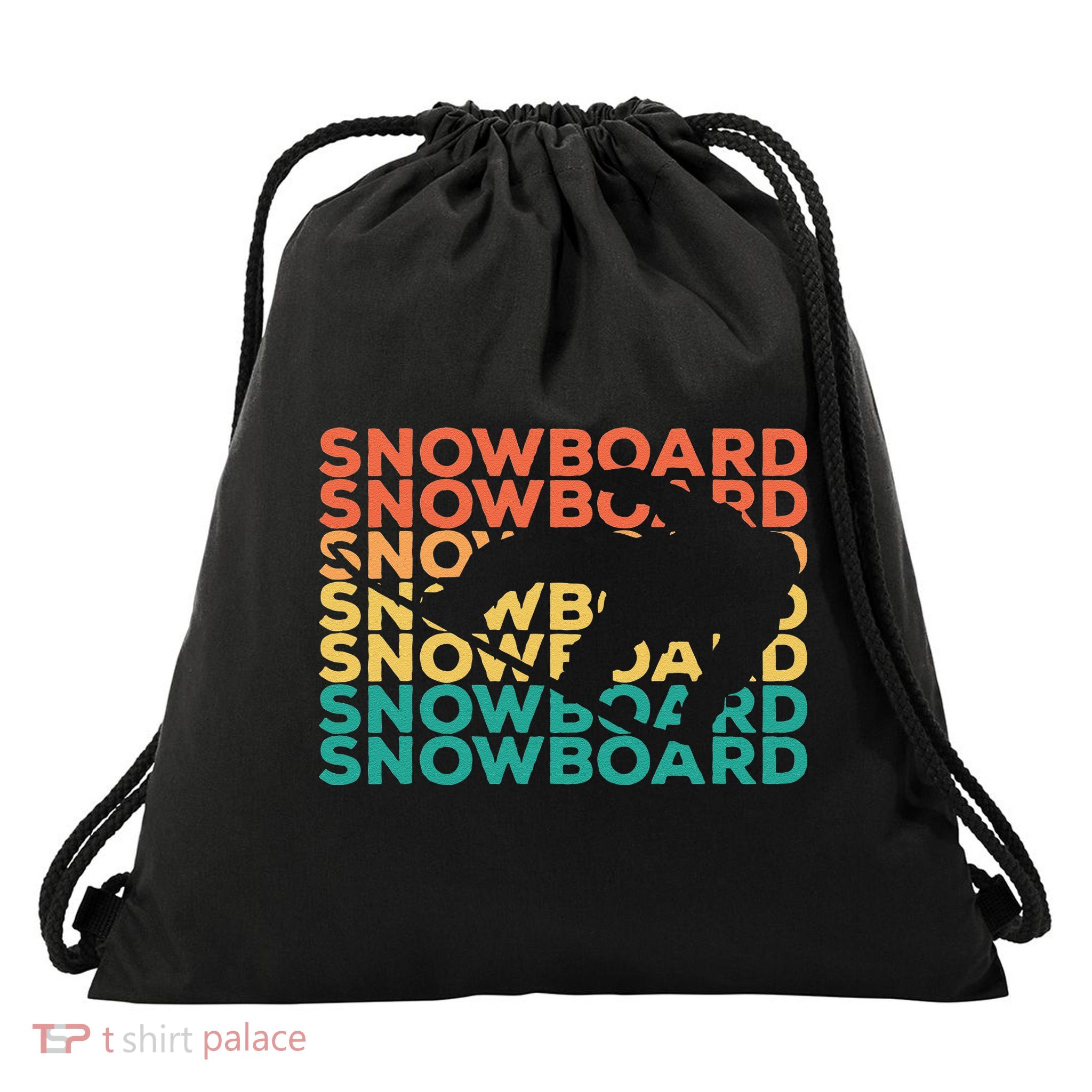 Retro Vintage Snowboarding Gift For Snowboarders Drawstring Bag