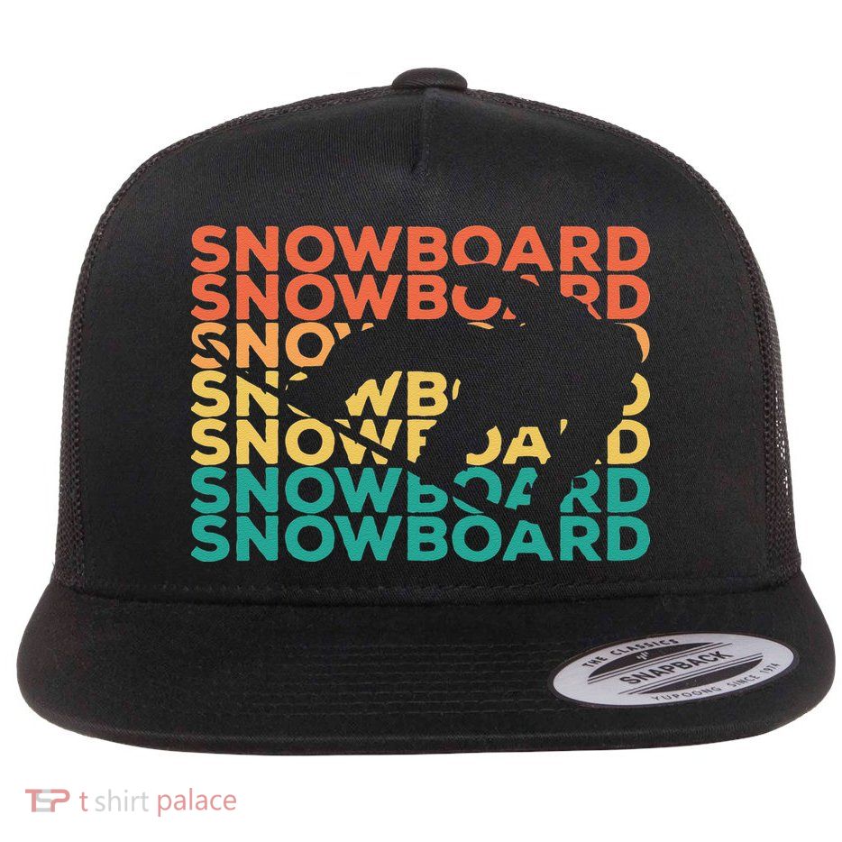 Retro Vintage Snowboarding Gift For Snowboarders Flatbill Hat