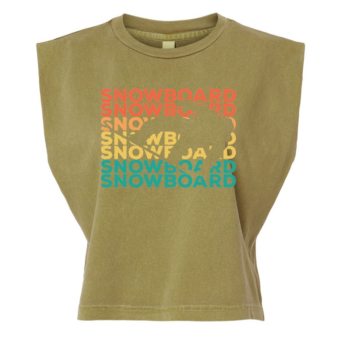 Retro Vintage Snowboarding Gift For Snowboarders Garment-Dyed Women's Muscle Tee