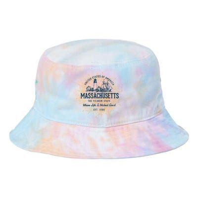 Retro Vintage State Of Massachusetts Tie Dye Newport Bucket Hat