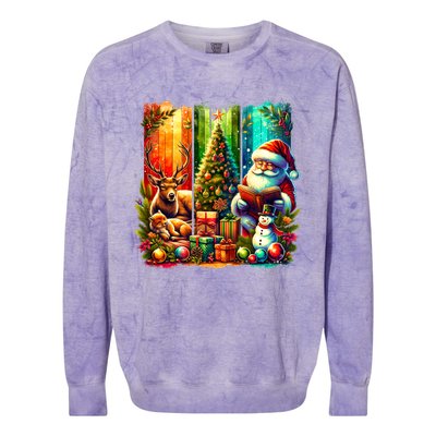 Retro Vintage Santa Christmas Colorblast Crewneck Sweatshirt