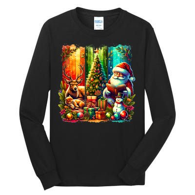 Retro Vintage Santa Christmas Tall Long Sleeve T-Shirt