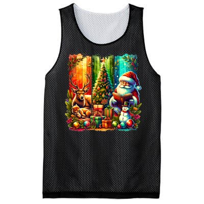 Retro Vintage Santa Christmas Mesh Reversible Basketball Jersey Tank