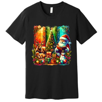 Retro Vintage Santa Christmas Premium T-Shirt