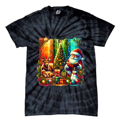 Retro Vintage Santa Christmas Tie-Dye T-Shirt