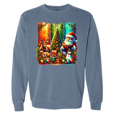 Retro Vintage Santa Christmas Garment-Dyed Sweatshirt