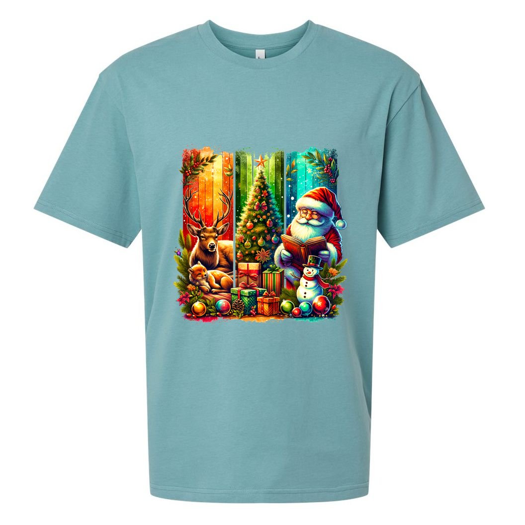 Retro Vintage Santa Christmas Sueded Cloud Jersey T-Shirt