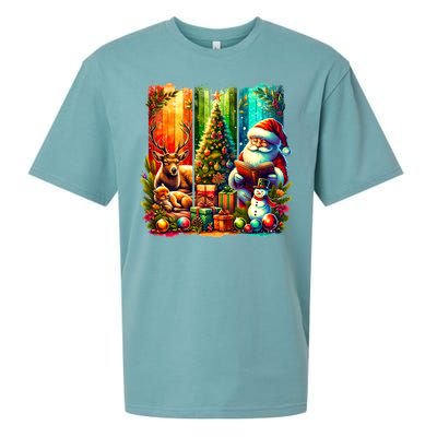 Retro Vintage Santa Christmas Sueded Cloud Jersey T-Shirt