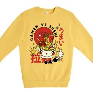 Ramen Vs Sushi Retro Japanese Food Premium Crewneck Sweatshirt