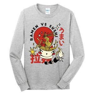 Ramen Vs Sushi Retro Japanese Food Tall Long Sleeve T-Shirt