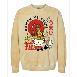 Ramen Vs Sushi Retro Japanese Food Colorblast Crewneck Sweatshirt