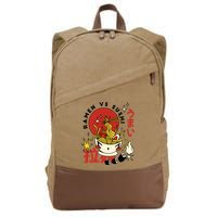 Ramen Vs Sushi Retro Japanese Food Cotton Canvas Backpack