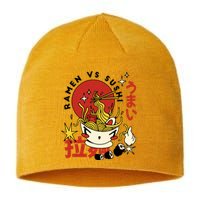 Ramen Vs Sushi Retro Japanese Food Sustainable Beanie