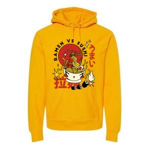 Ramen Vs Sushi Retro Japanese Food Premium Hoodie