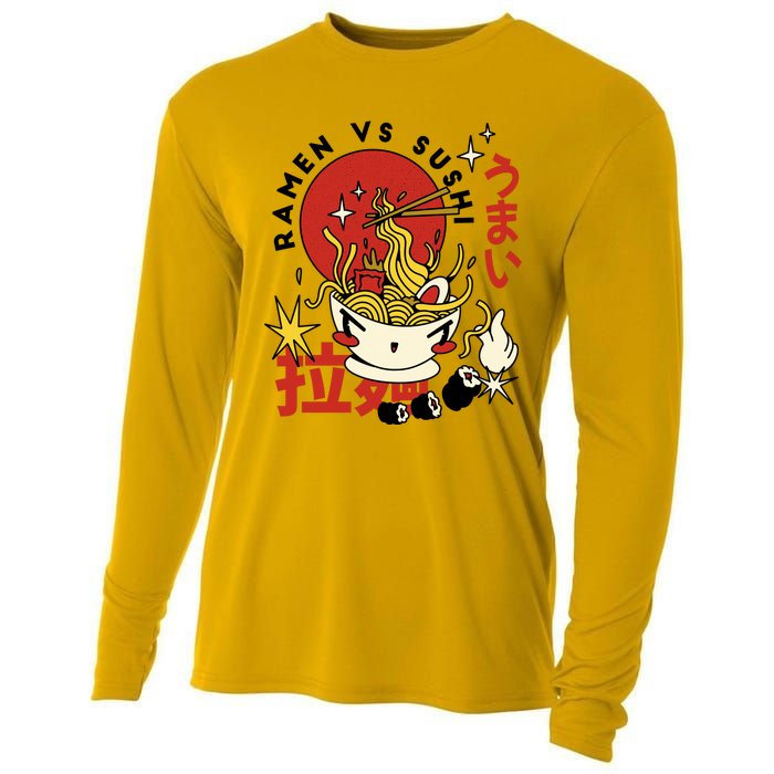 Ramen Vs Sushi Retro Japanese Food Cooling Performance Long Sleeve Crew