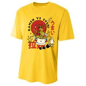 Ramen Vs Sushi Retro Japanese Food Performance Sprint T-Shirt