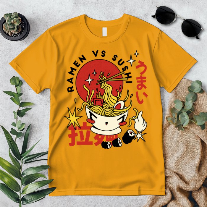 Ramen Vs Sushi Retro Japanese Food Premium T-Shirt