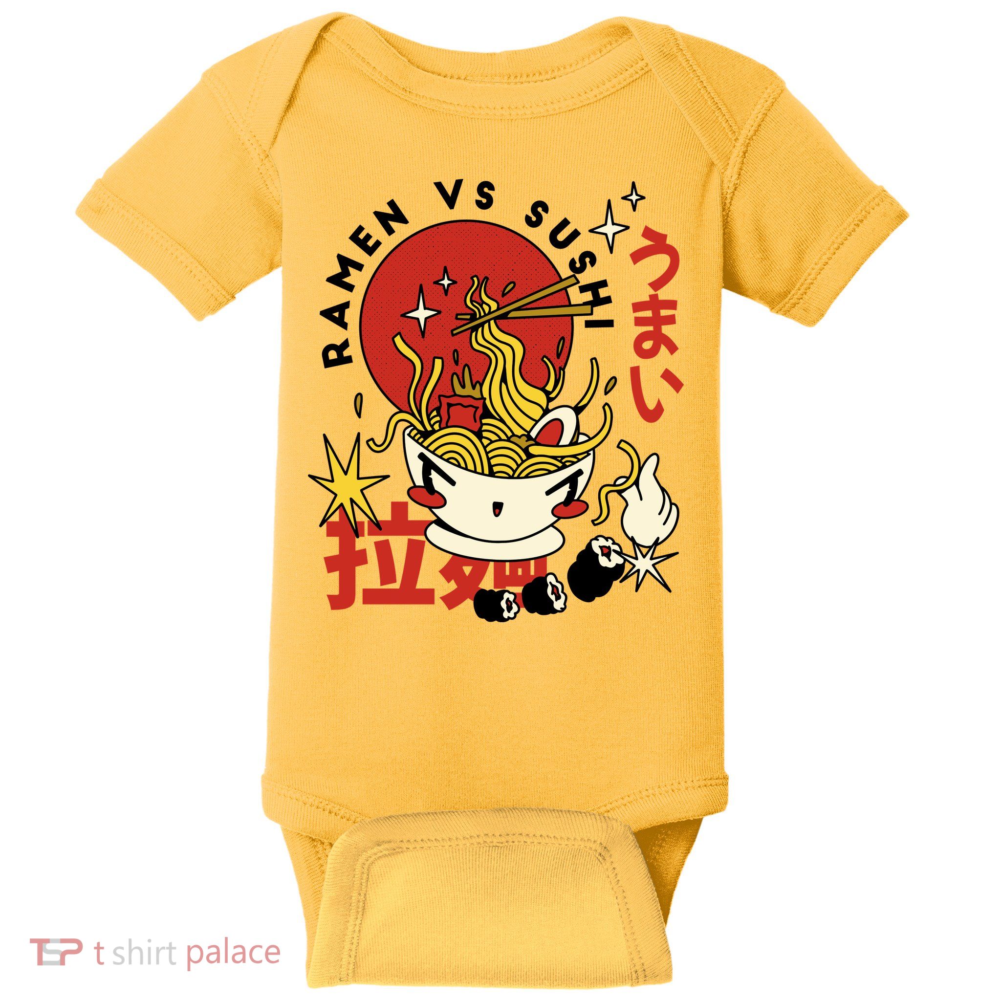 Ramen Vs Sushi Retro Japanese Food Baby Bodysuit
