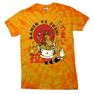 Ramen Vs Sushi Retro Japanese Food Tie-Dye T-Shirt