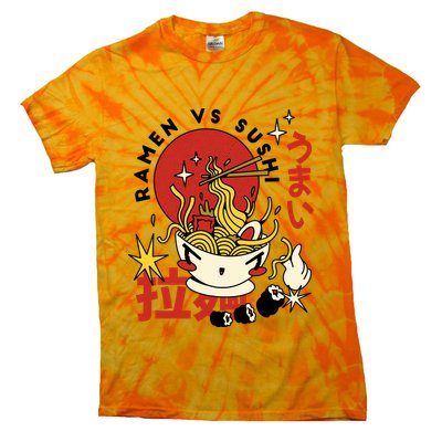 Ramen Vs Sushi Retro Japanese Food Tie-Dye T-Shirt