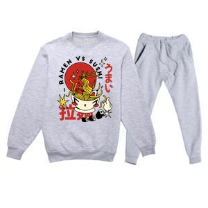 Ramen Vs Sushi Retro Japanese Food Premium Crewneck Sweatsuit Set