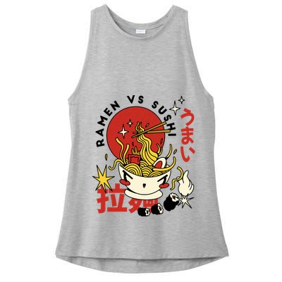 Ramen Vs Sushi Retro Japanese Food Ladies PosiCharge Tri-Blend Wicking Tank