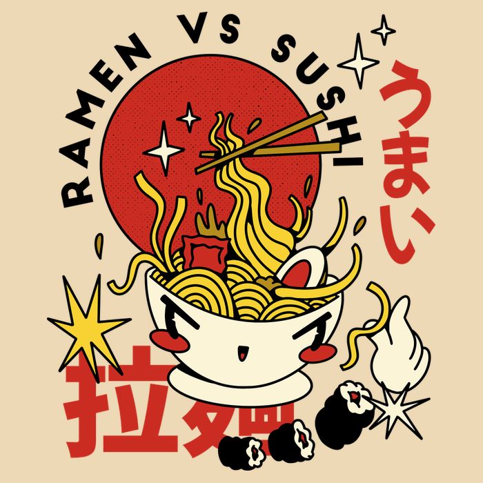 Ramen Vs Sushi Retro Japanese Food Drawstring Bag