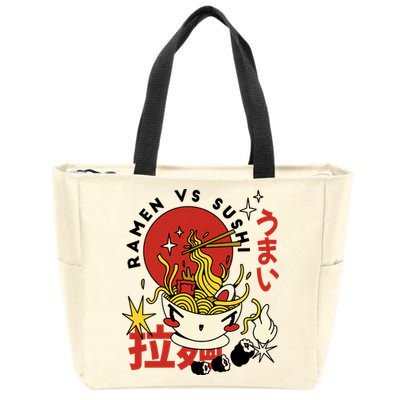 Ramen Vs Sushi Retro Japanese Food Zip Tote Bag