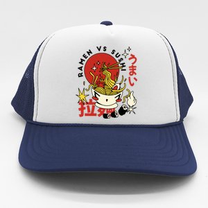 Ramen Vs Sushi Retro Japanese Food Trucker Hat