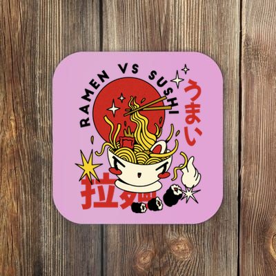 Ramen Vs Sushi Retro Japanese Food Coaster