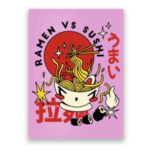 Ramen Vs Sushi Retro Japanese Food Poster