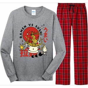 Ramen Vs Sushi Retro Japanese Food Long Sleeve Pajama Set