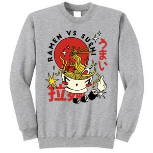 Ramen Vs Sushi Retro Japanese Food Tall Sweatshirt